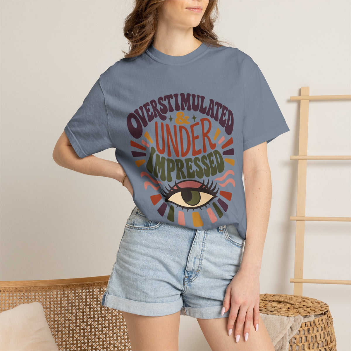 Overstimulated & Under Impressed Shirt – Retro Introvert -Comfort Colors T-shirt