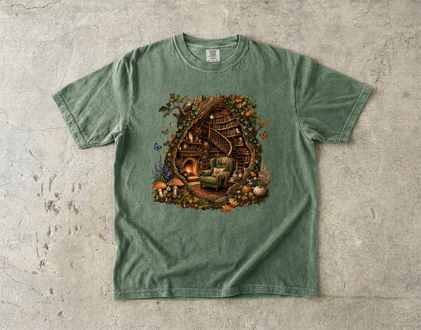 Enchanted Tree Library -Comfort Colors T-shirt