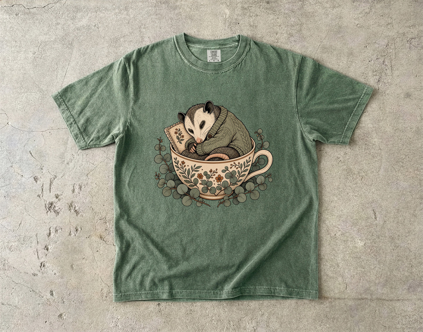 Cozy Opossum In A Tea Cup - Comfort Colors T-shirt