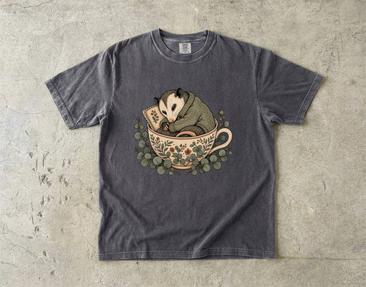 Cozy Opossum In A Tea Cup - Comfort Colors T-shirt
