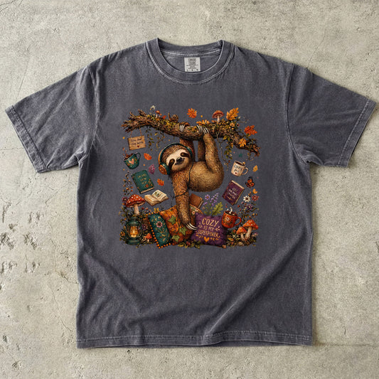 Sloth Bookrtrovert -Comfort Colors T-shirt