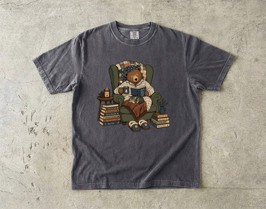 Cozy Reading Bear -Comfort Colors T-shirt