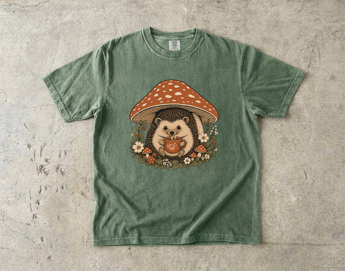 Hedgehog Under A Mushroom -Comfort Colors T-shirt