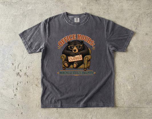 Introvert Office Hours Shirt – Whenever I Feel Human Bear Tee -Comfort Colors T-shirt