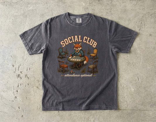 Social Club Attendance Optional Shirt | Funny Introvert Fox Tee-Comfort Colors T-shirt
