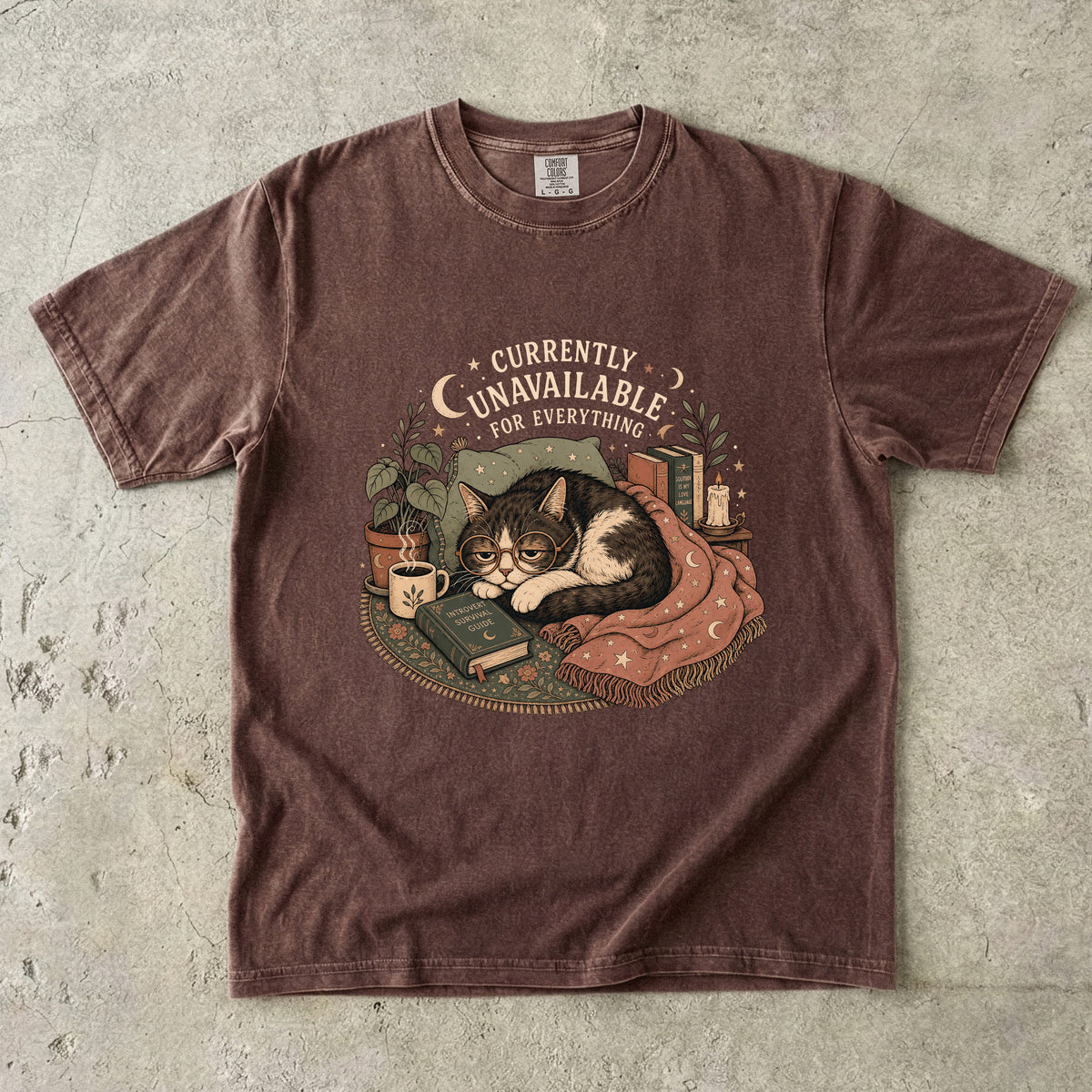 Introvert Recharge Funny Cat T-Shirt for Women -Comfort Colors T-shirt
