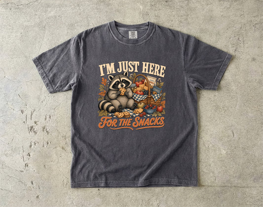 I'm Just Here for the Snacks T-Shirt | Funny Raccoon Shirt