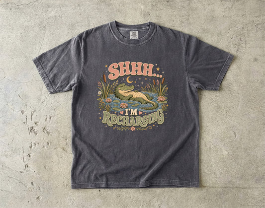Shhh I'm Recharging Shirt | Introvert Gift for Women
