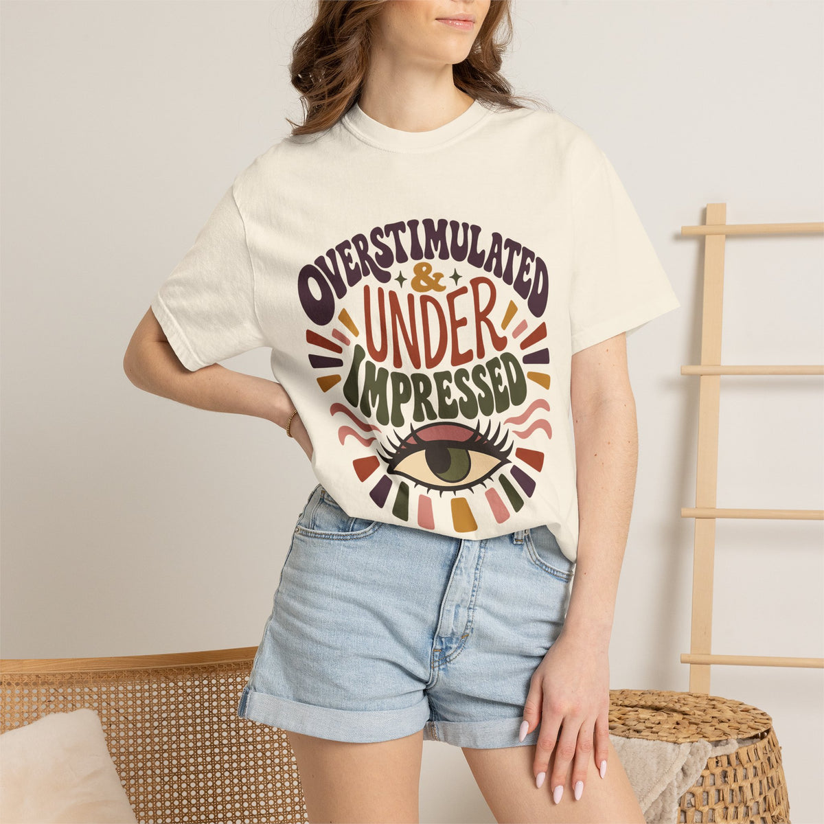 Overstimulated & Under Impressed Shirt – Retro Introvert -Comfort Colors T-shirt