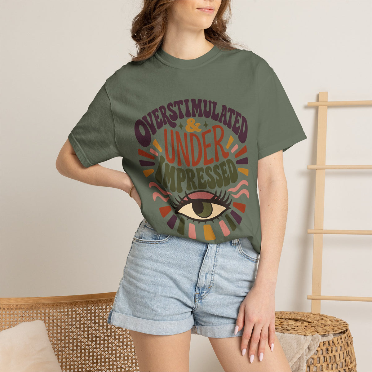 Overstimulated & Under Impressed Shirt – Retro Introvert -Comfort Colors T-shirt