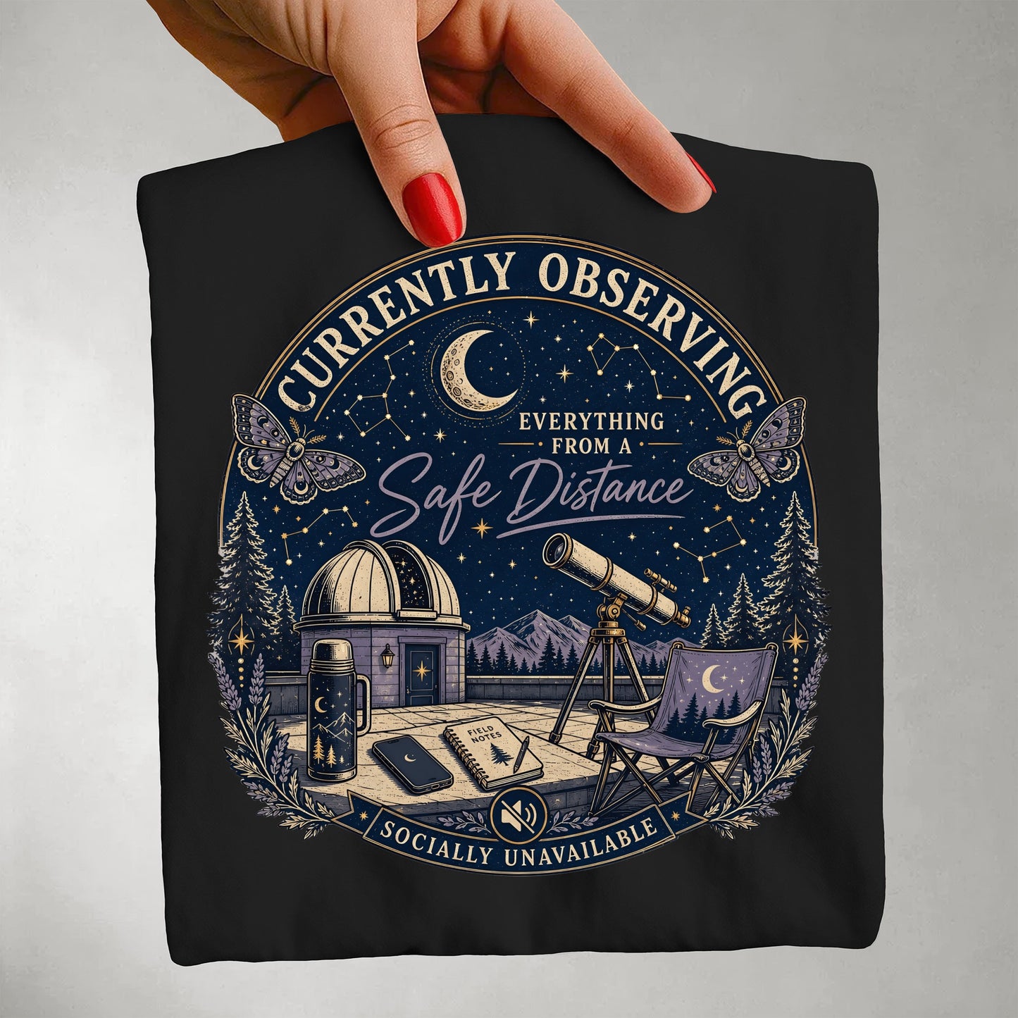 Currently Observing Everything From A Safe Distance Socially Unavailable-Comfort Colors T-shirt