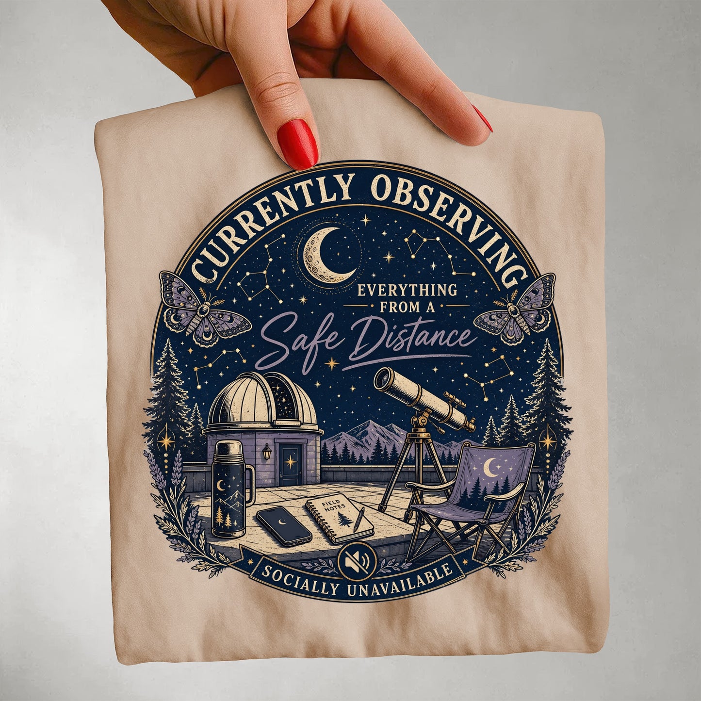 Currently Observing Everything From A Safe Distance Socially Unavailable-Comfort Colors T-shirt