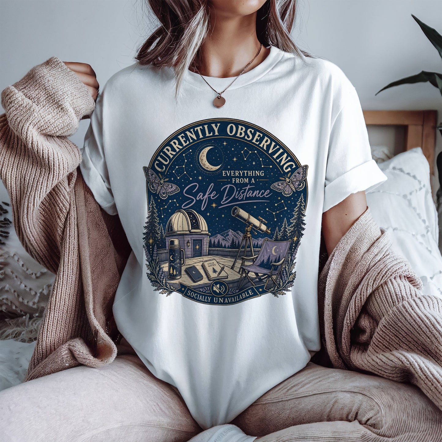 Currently Observing Everything From A Safe Distance Socially Unavailable-Comfort Colors T-shirt