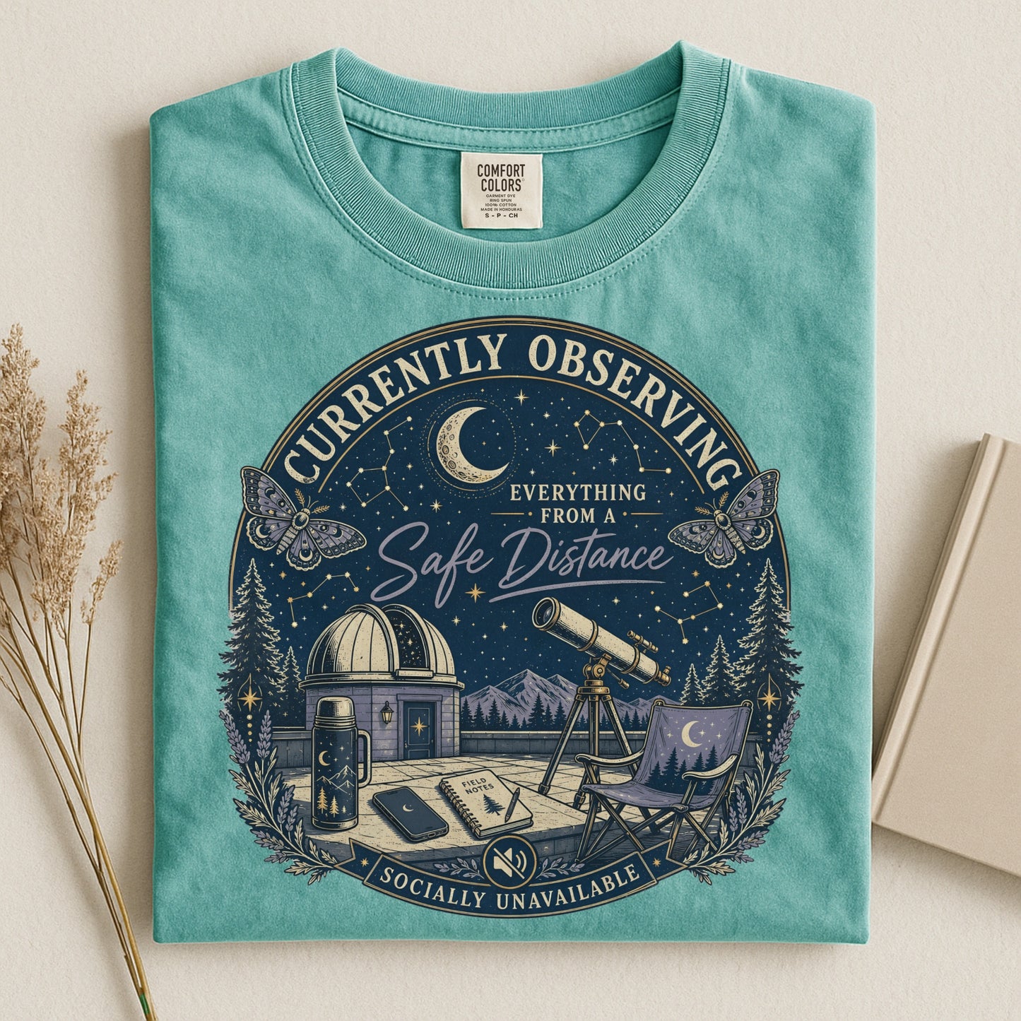 Currently Observing Everything From A Safe Distance Socially Unavailable-Comfort Colors T-shirt