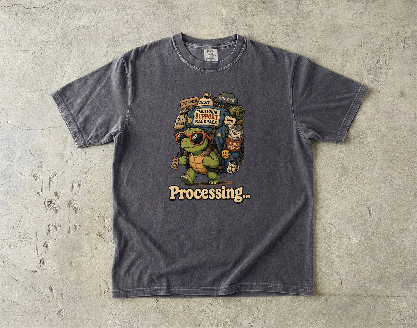 Emotional Support Backpack Processing -Comfort Colors T-shirt