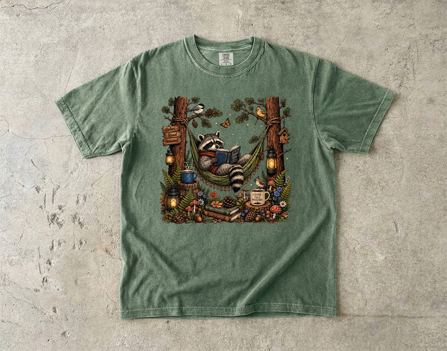 Relaxing Raccoon Hammock -Comfort Colors T-shirt