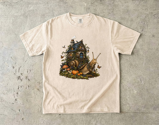 Whimsical Snail Cottage -Comfort Colors T-shirt
