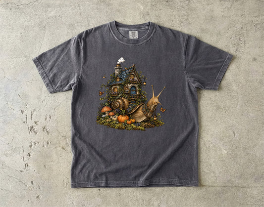 Whimsical Snail Cottage -Comfort Colors T-shirt