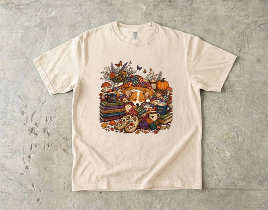 Sleepy Corgi Cozy Quilt  -Comfort Colors T-shirt