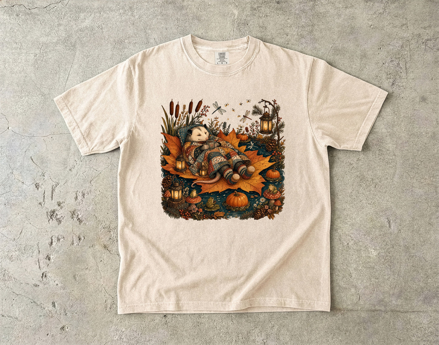 Relaxing Opossum Autumn -Comfort Colors T-shirt