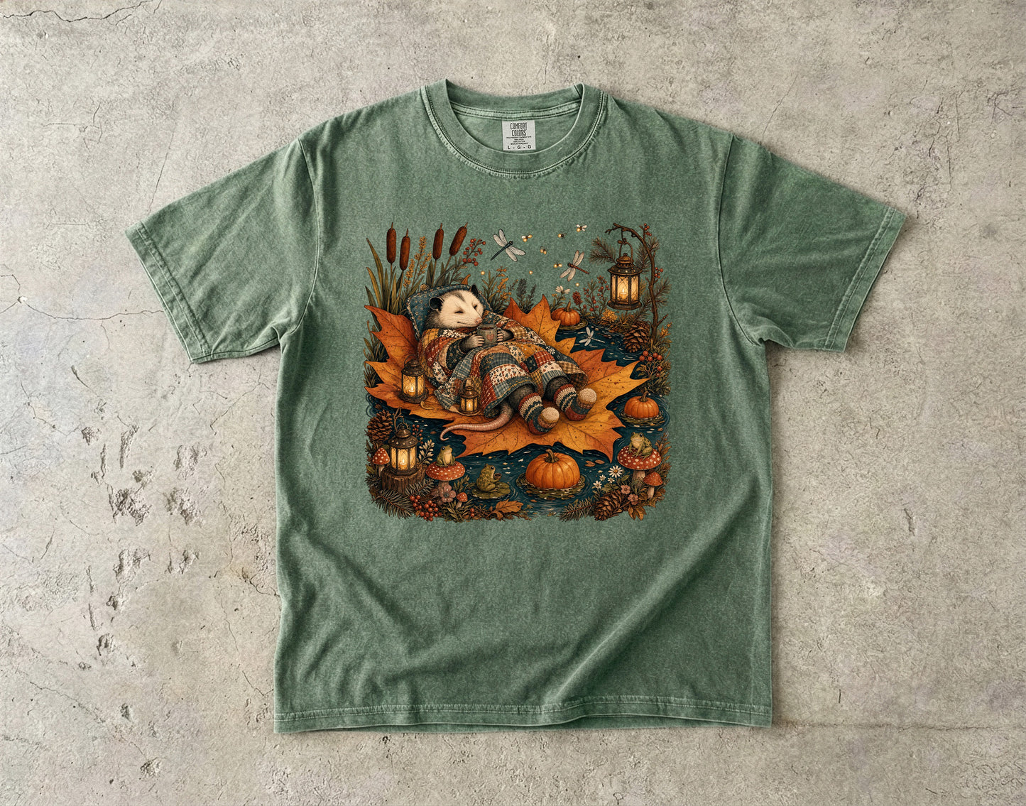 Relaxing Opossum Autumn -Comfort Colors T-shirt
