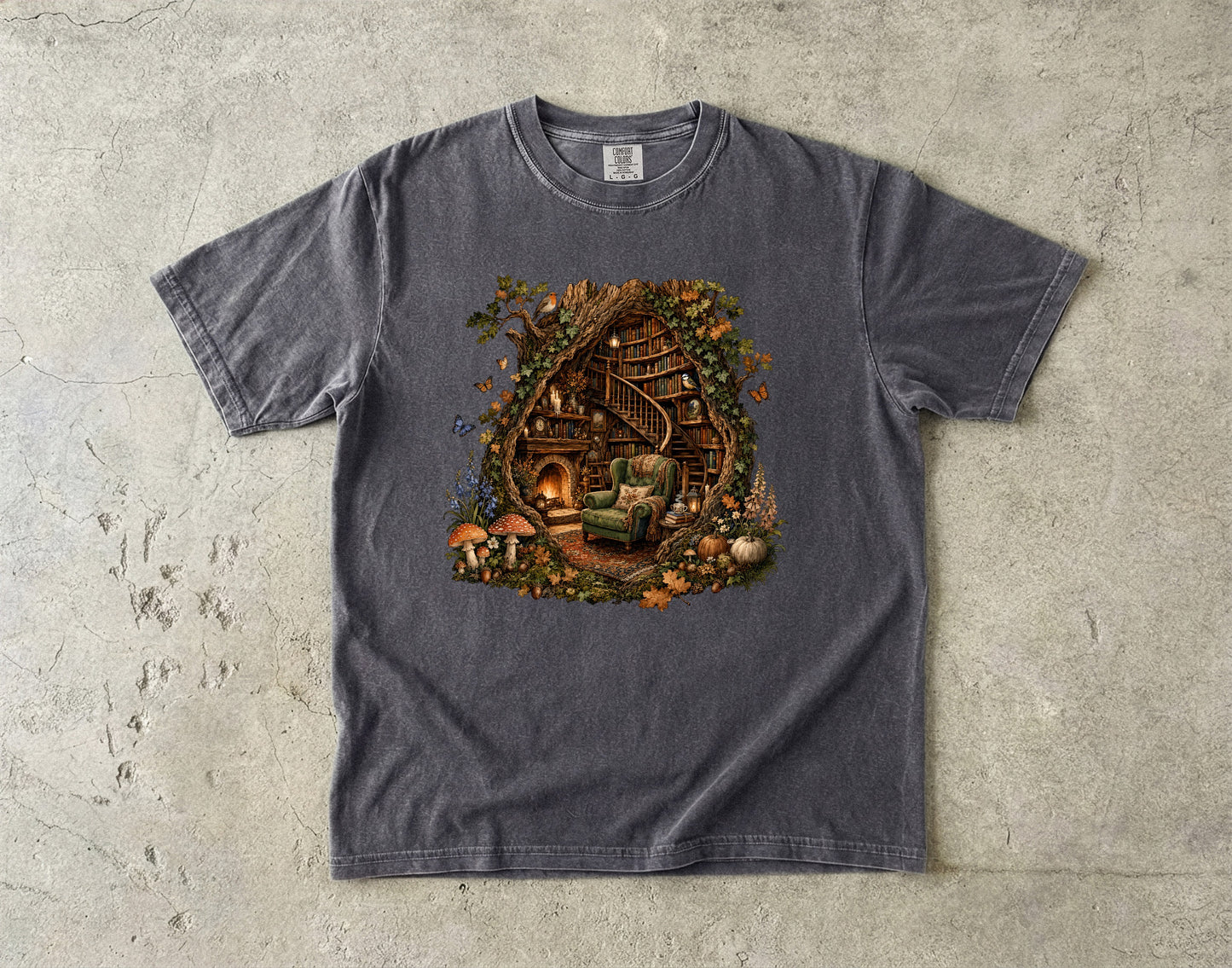 Enchanted Tree Library -Comfort Colors T-shirt
