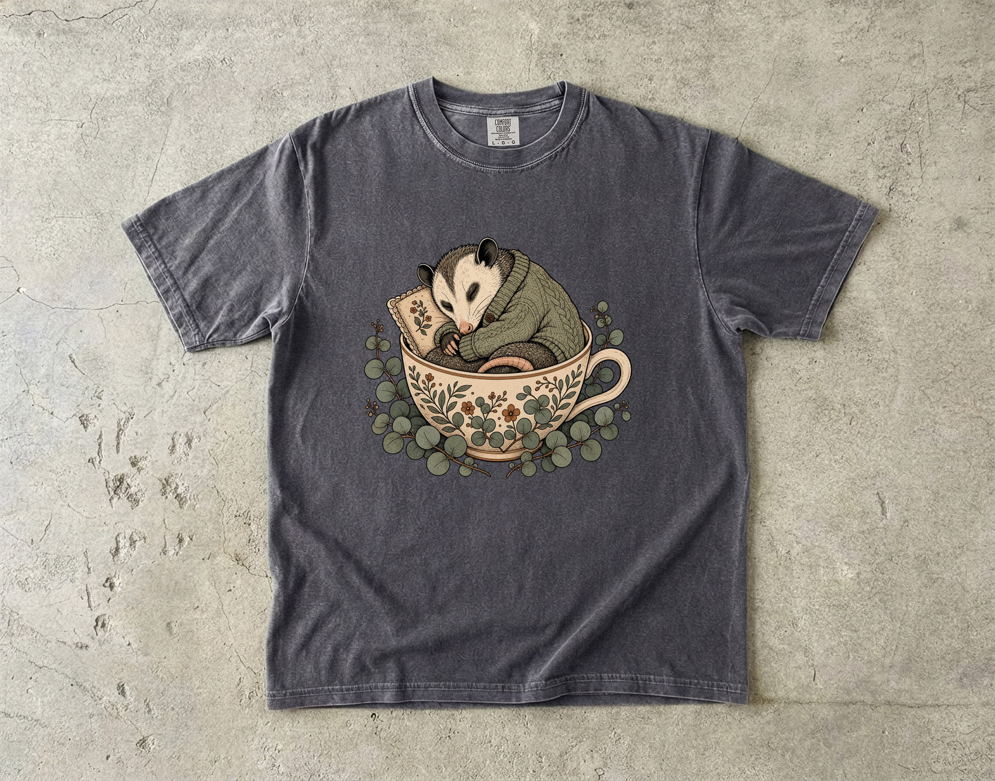 Cozy Opossum In A Tea Cup - Comfort Colors T-shirt