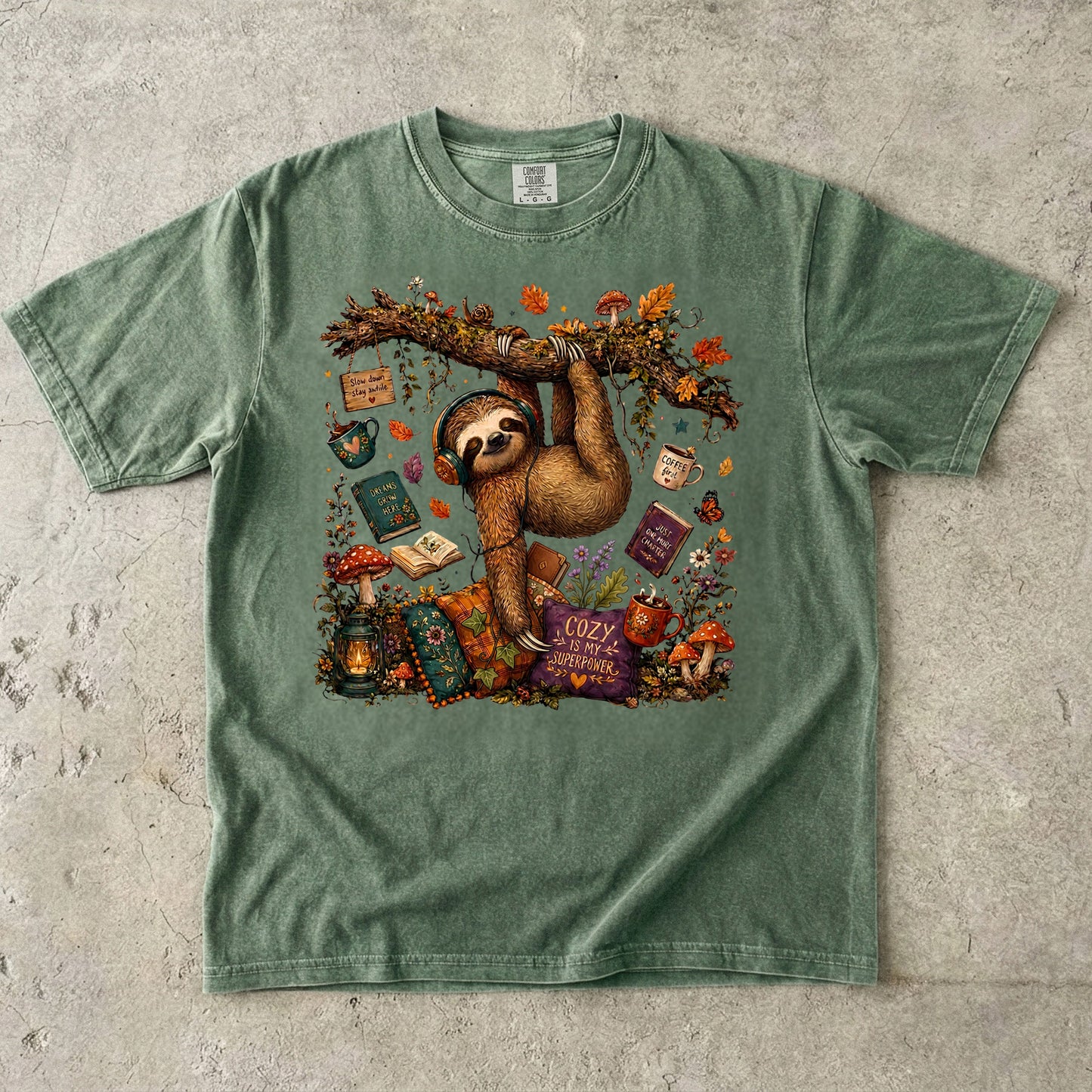 Sloth Bookrtrovert -Comfort Colors T-shirt