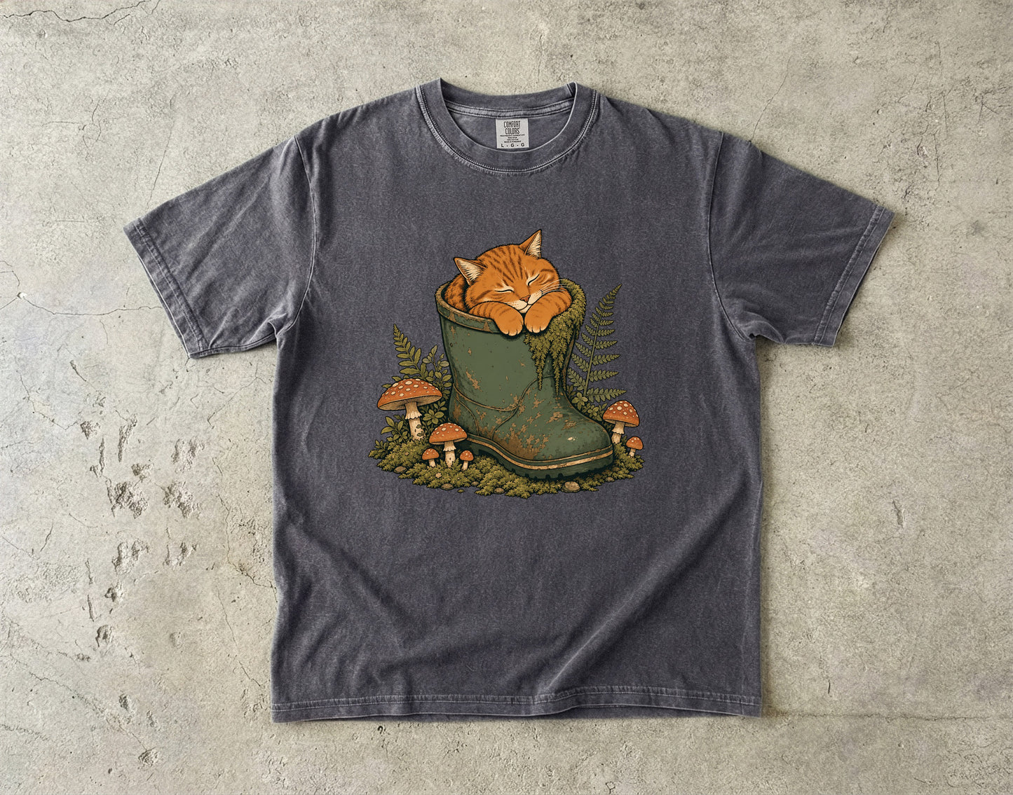Cozy Cat In A Rain Boot Introvert -Comfort Colors T-shirt