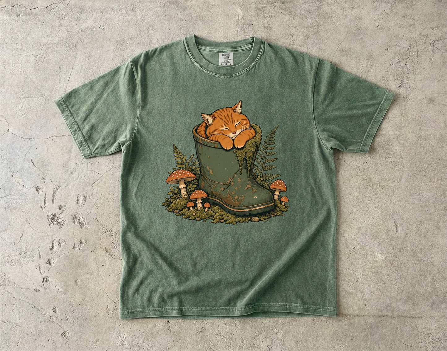 Cozy Cat In A Rain Boot Introvert -Comfort Colors T-shirt