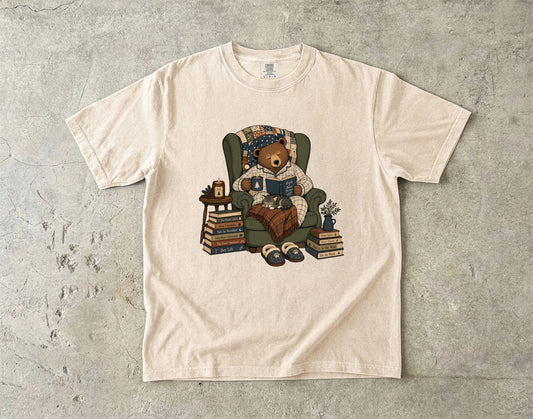 Cozy Reading Bear -Comfort Colors T-shirt