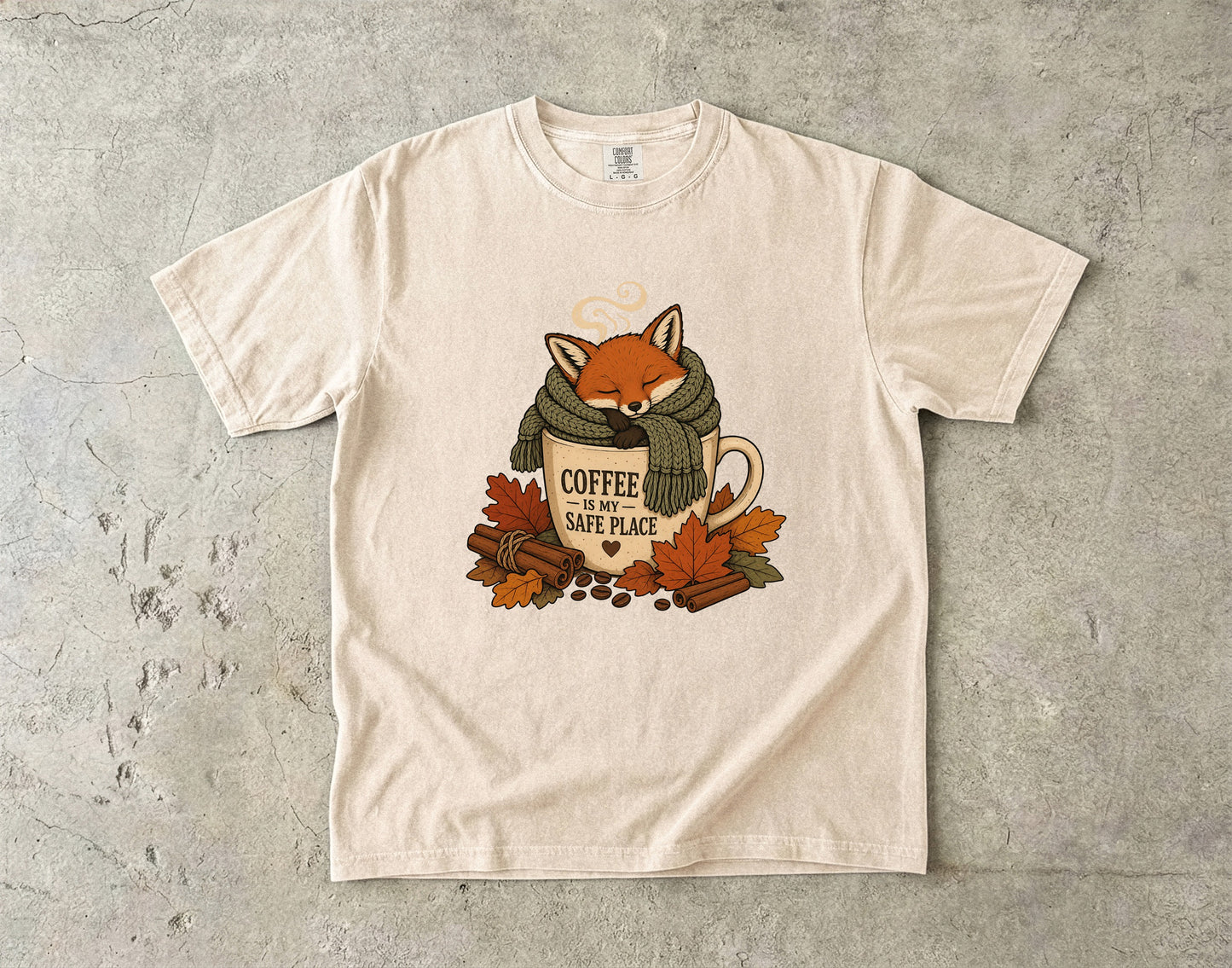 Cozy Fox in a Coffee Mug -Comfort Colors T-shirt