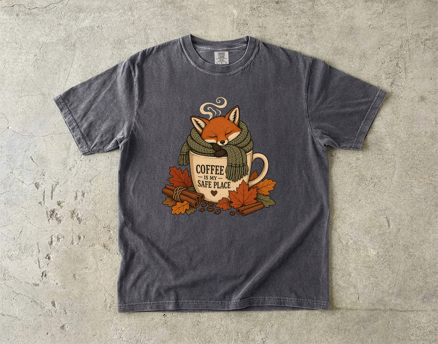 Cozy Fox in a Coffee Mug -Comfort Colors T-shirt