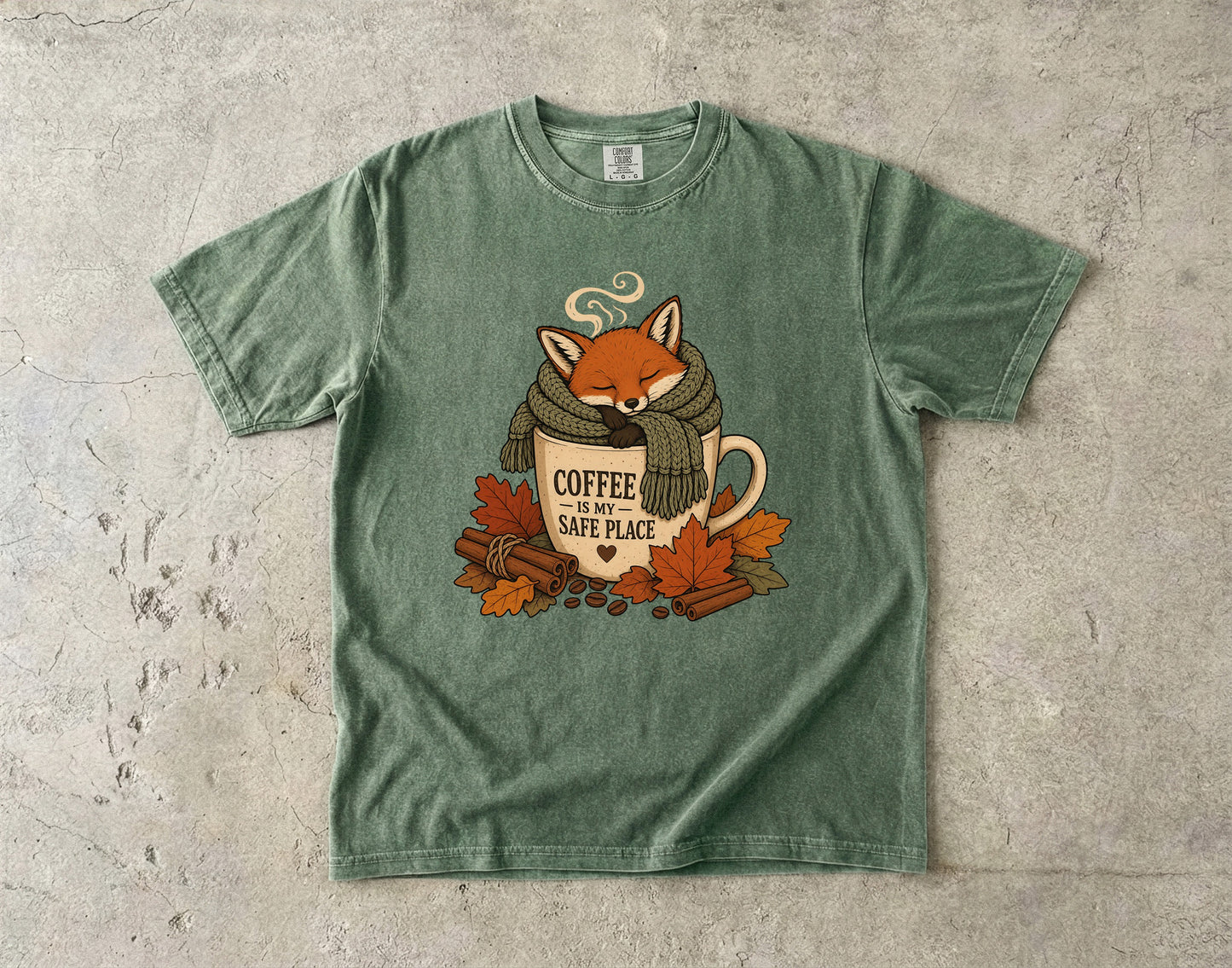 Cozy Fox in a Coffee Mug -Comfort Colors T-shirt