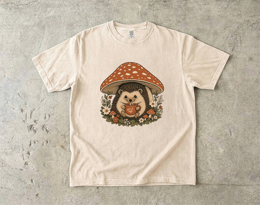 Hedgehog Under A Mushroom -Comfort Colors T-shirt