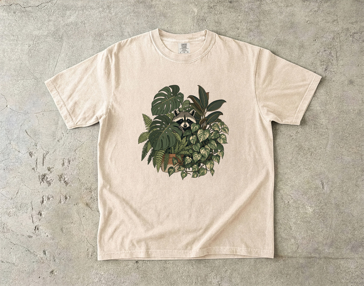 Raccoon House Plant Jungle -Comfort Colors T-shirt