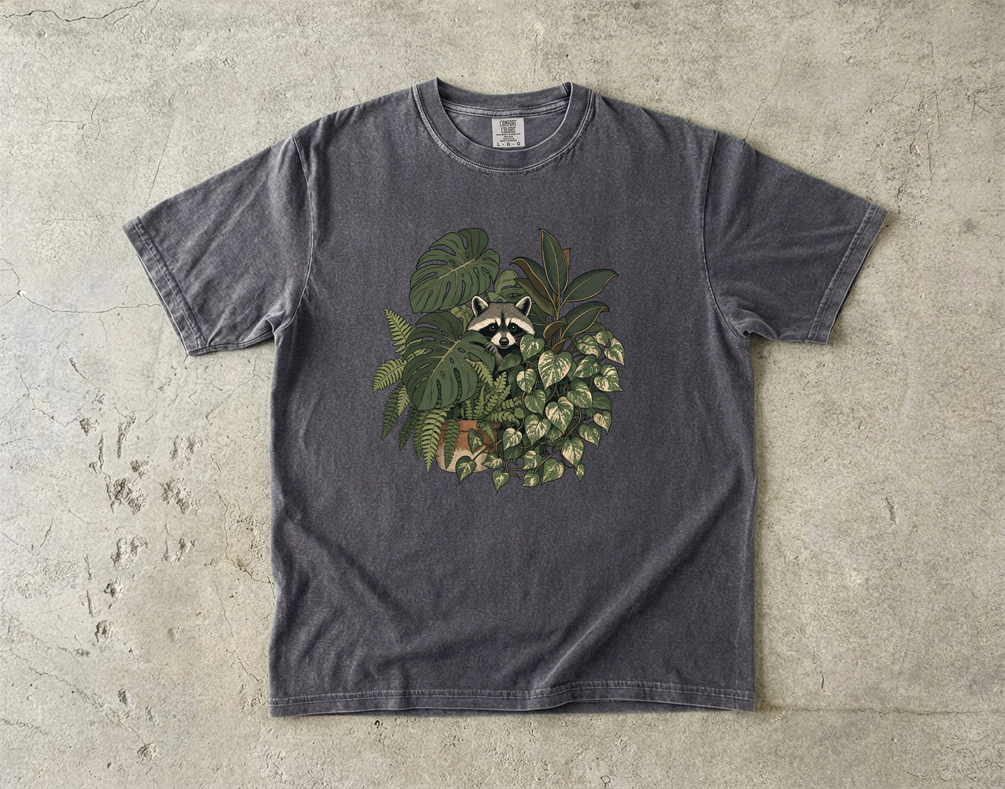 Raccoon House Plant Jungle -Comfort Colors T-shirt