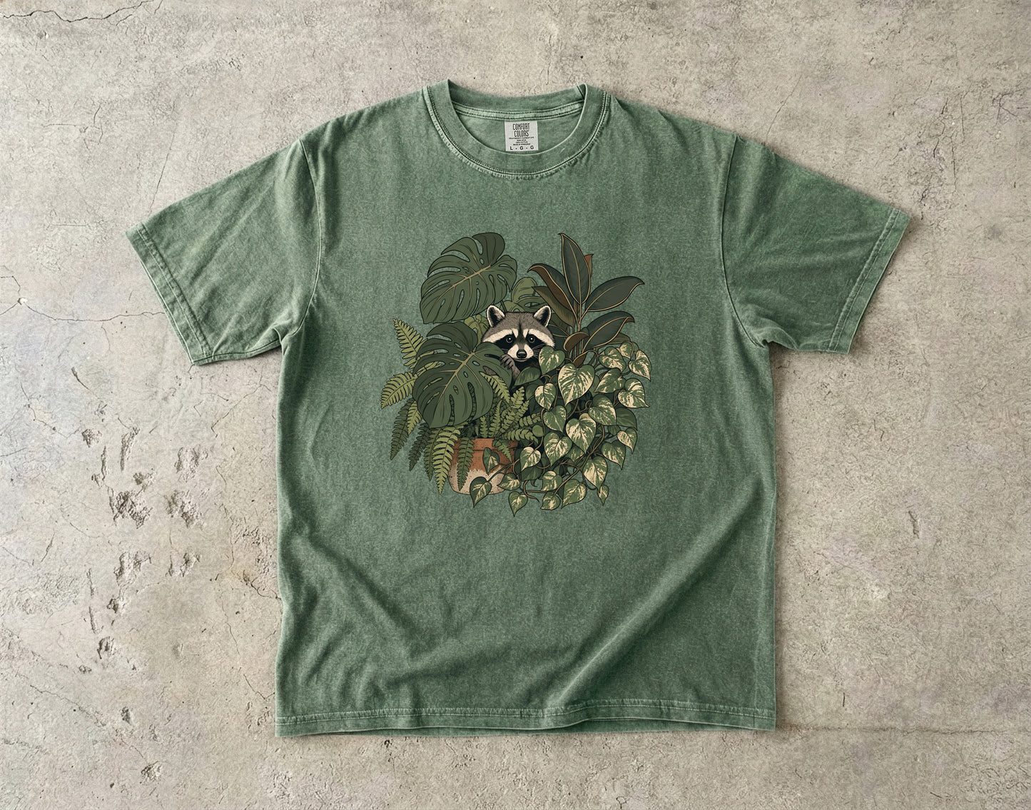 Raccoon House Plant Jungle -Comfort Colors T-shirt