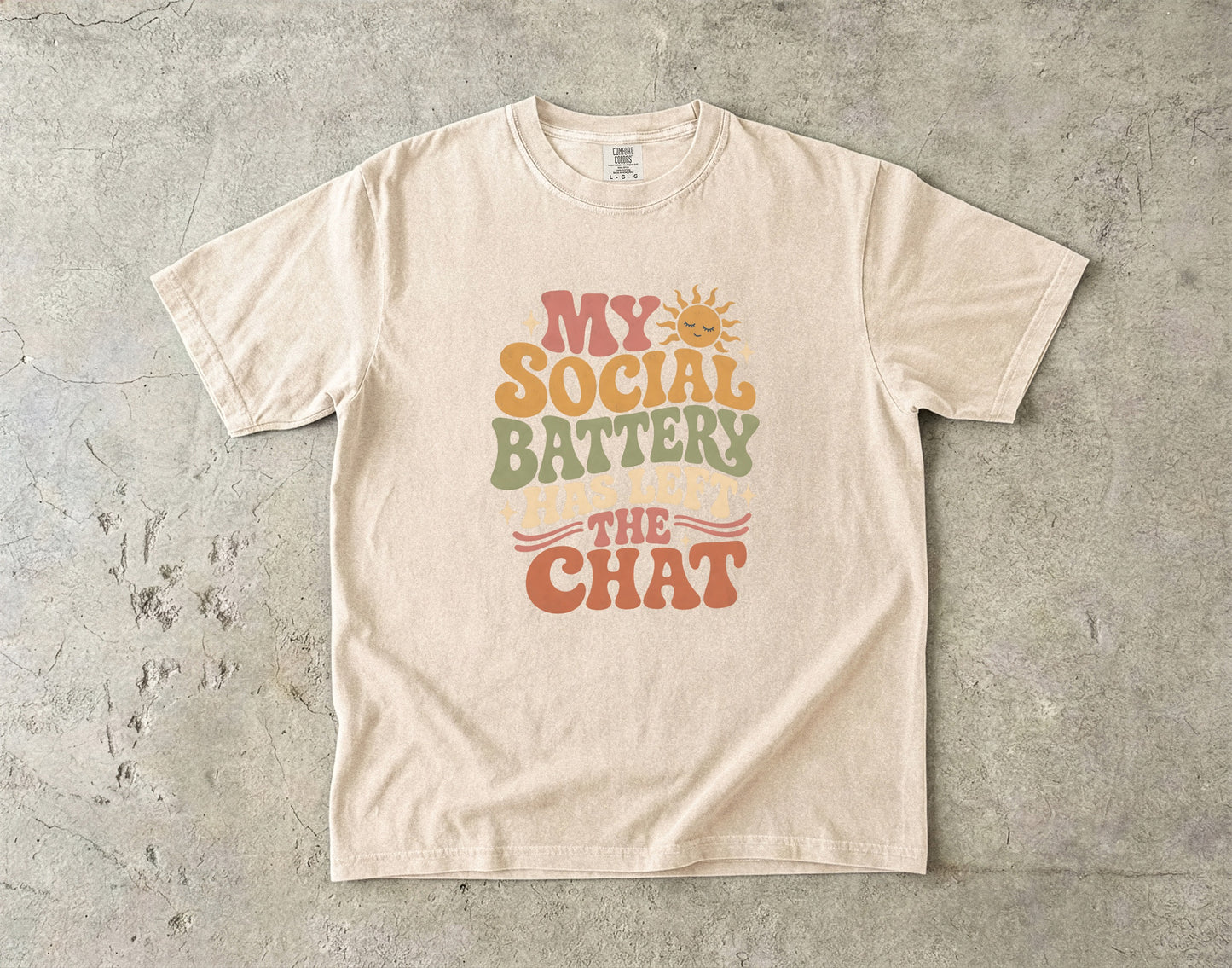 My Social Battery Has Left the Chat Retro Tee -Comfort Colors T-shirt