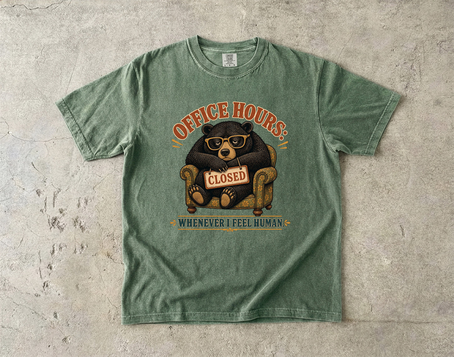 Introvert Office Hours Shirt – Whenever I Feel Human Bear Tee -Comfort Colors T-shirt
