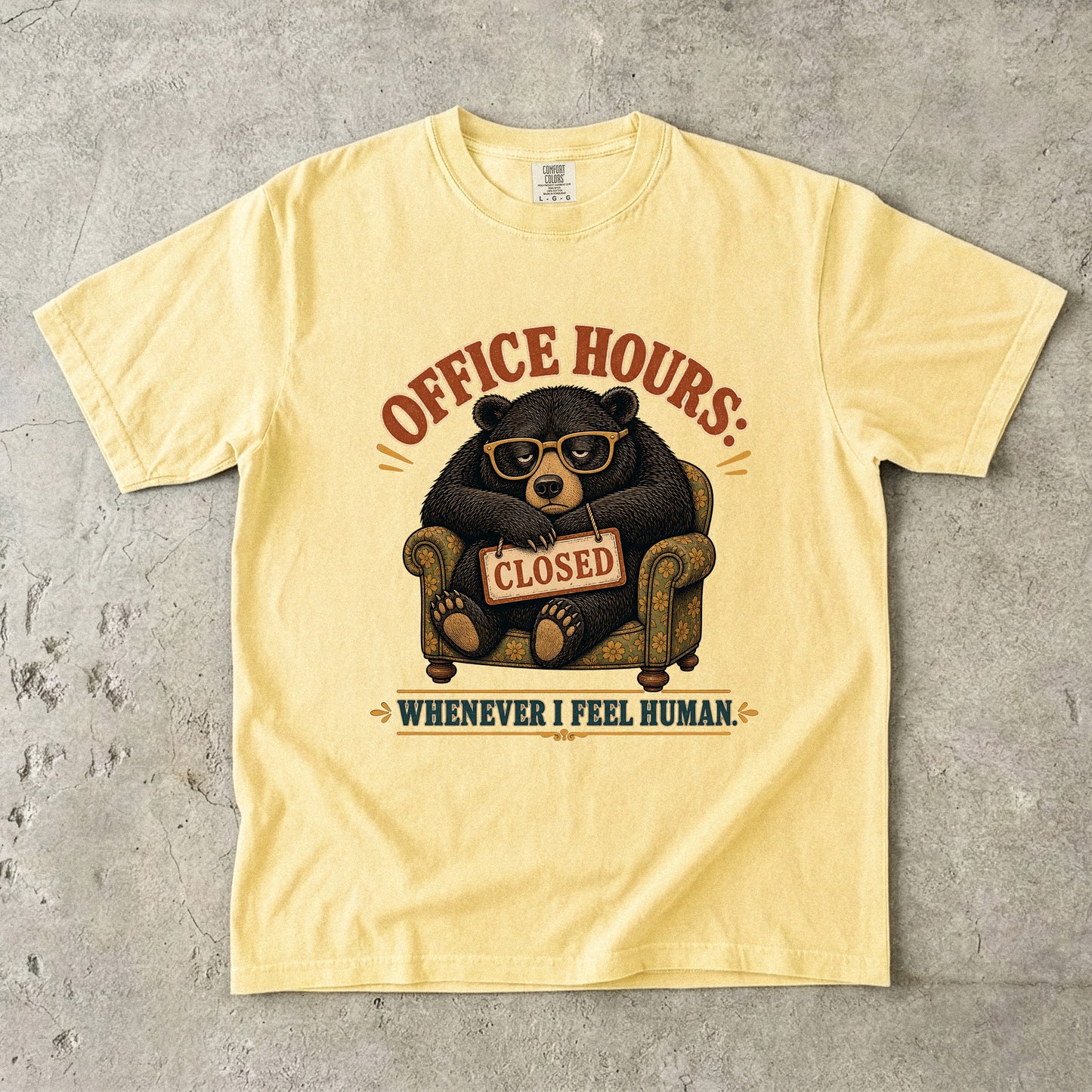 Introvert Office Hours Shirt – Whenever I Feel Human Bear Tee -Comfort Colors T-shirt