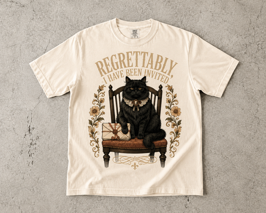 Funny Introvert Cat Shirt – Regrettably I Have Been Invited -Comfort Colors T-shirt