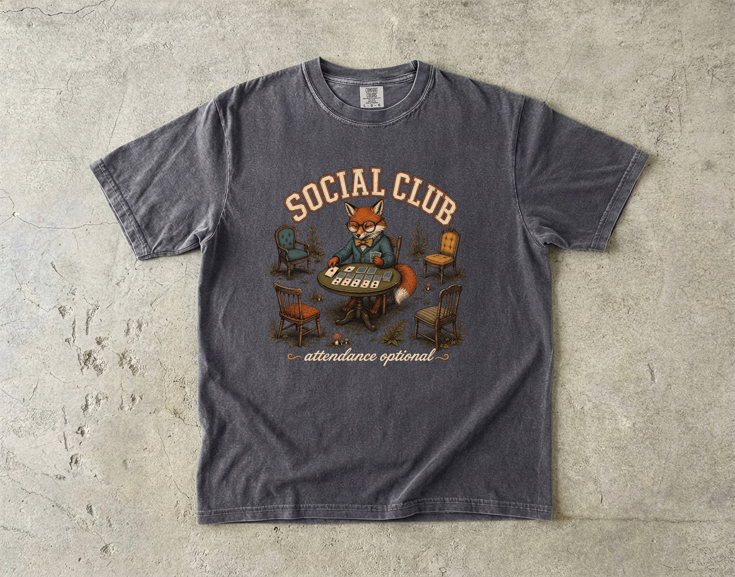 Social Club Attendance Optional Shirt | Funny Introvert Fox Tee-Comfort Colors T-shirt