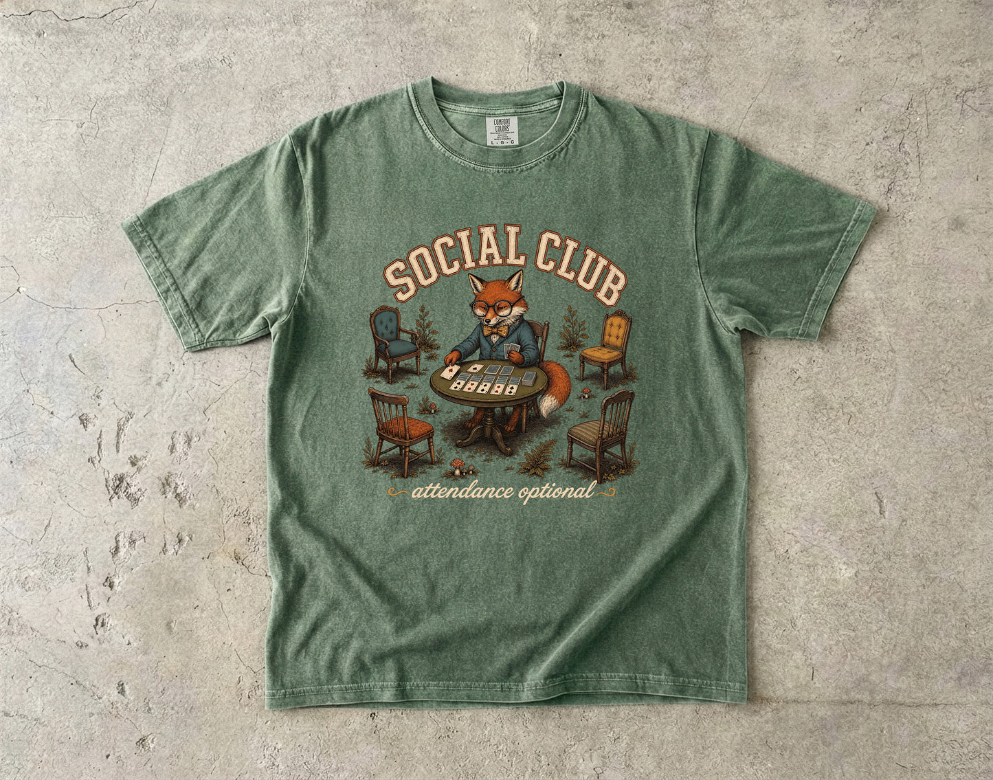 Social Club Attendance Optional Shirt | Funny Introvert Fox Tee-Comfort Colors T-shirt
