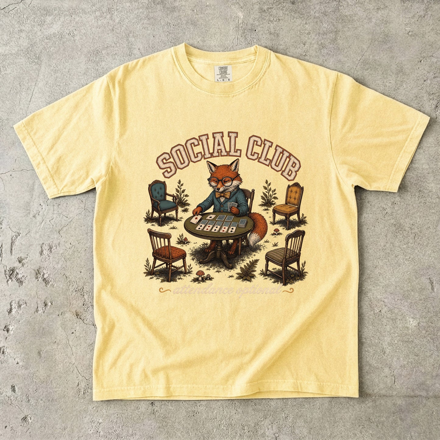 Social Club Attendance Optional Shirt | Funny Introvert Fox Tee-Comfort Colors T-shirt