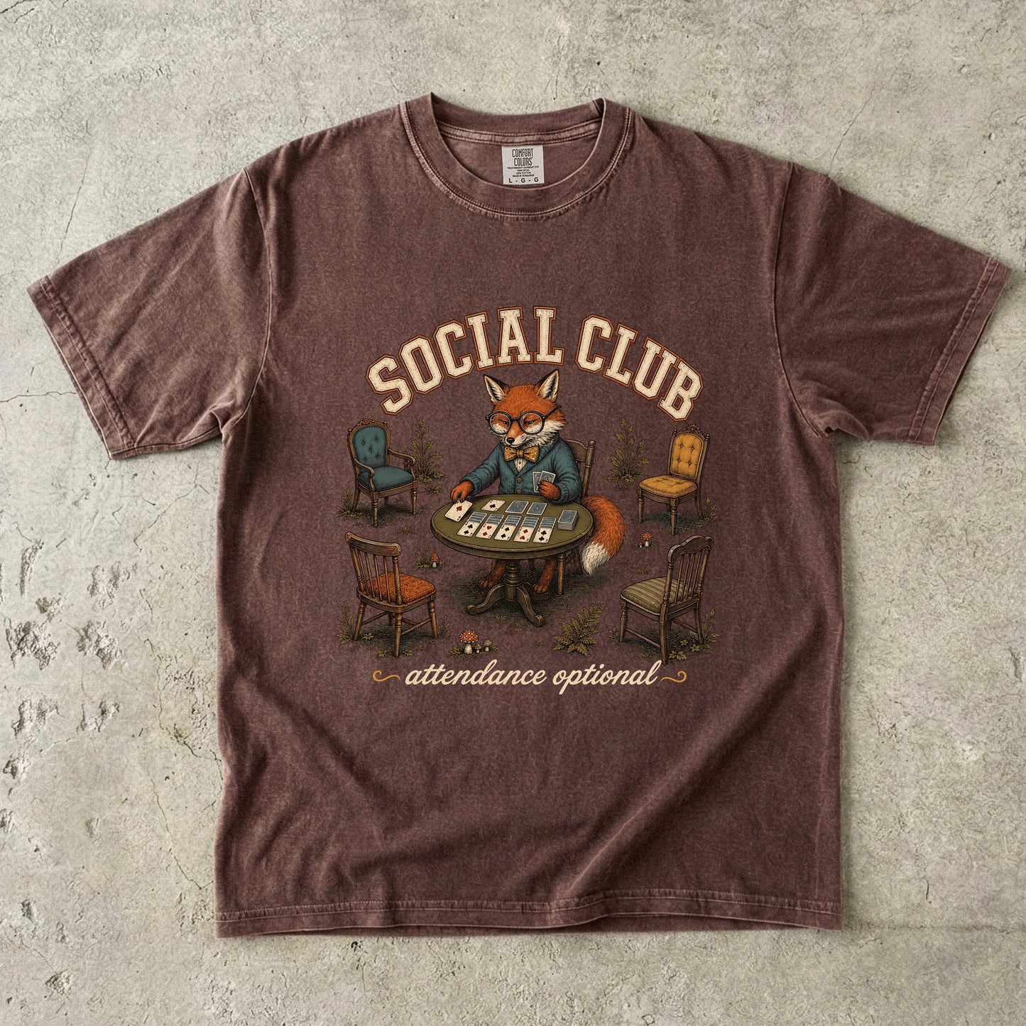Social Club Attendance Optional Shirt | Funny Introvert Fox Tee-Comfort Colors T-shirt