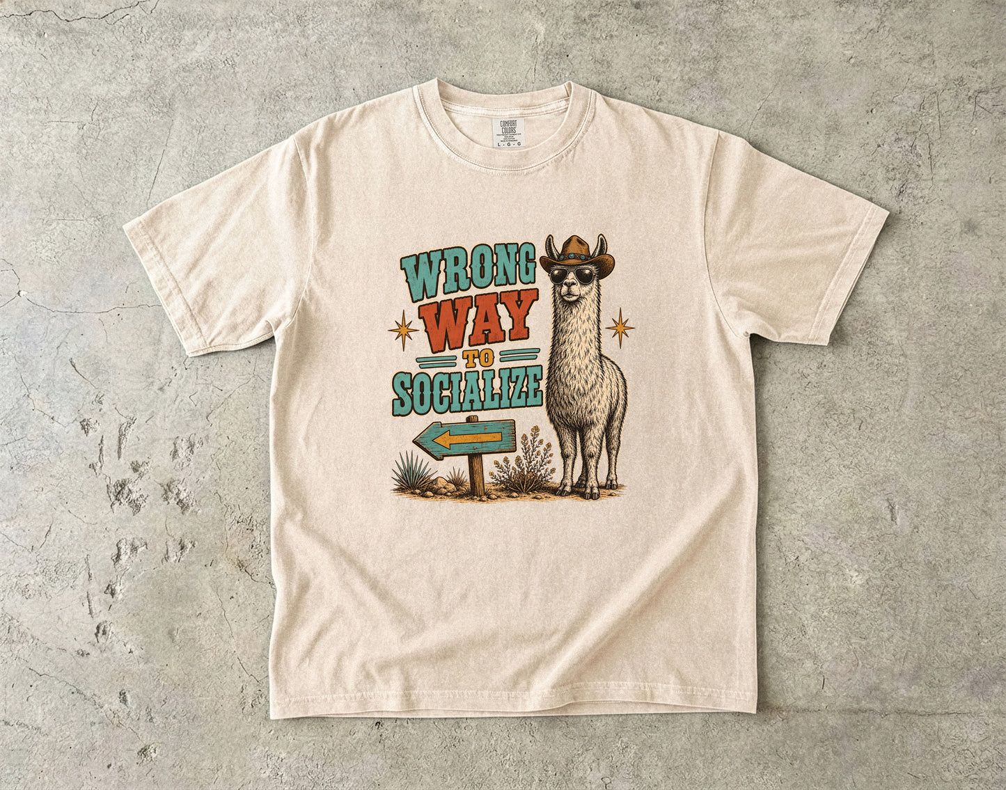 Wrong Way to Socialize Shirt | Funny Introvert Cowboy Llama Tee -Comfort Colors T-shirt