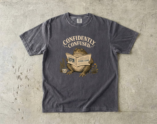 Confidently Confused Shirt | Funny ADHD Frog Graphic Tee -Comfort Colors T-shirt