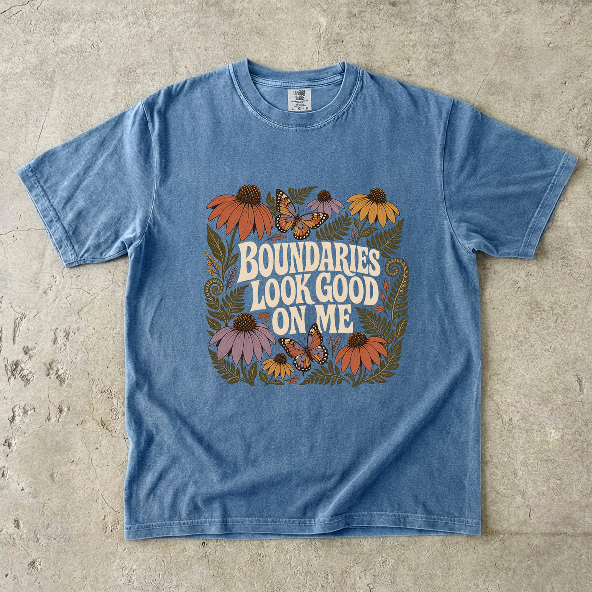 Boundaries Look Good on Me Shirt – Retro Floral -Comfort Colors T-shirt