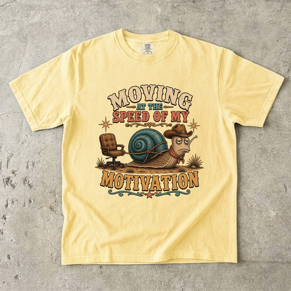 Motivation Humor Shirt – Moving at the Speed of My Motivation Snail - Comfort Colors Tshirt